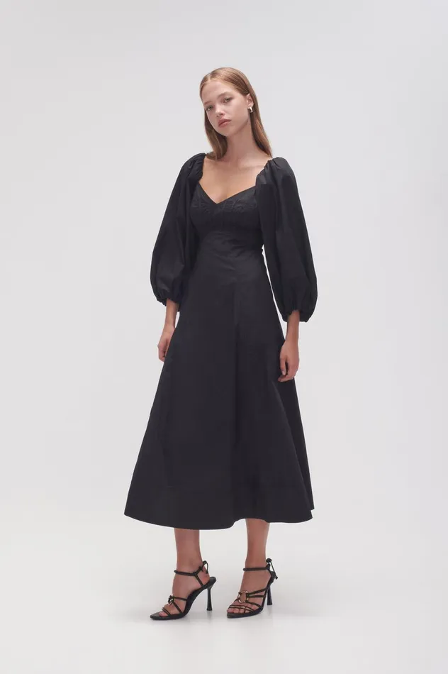 Hester Corsetted Midi Dress Black Women Aje Black Dresses