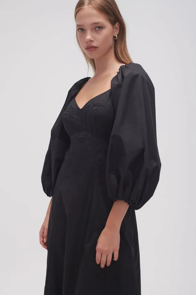 Hester Corsetted Midi Dress Black Women Aje Black Dresses