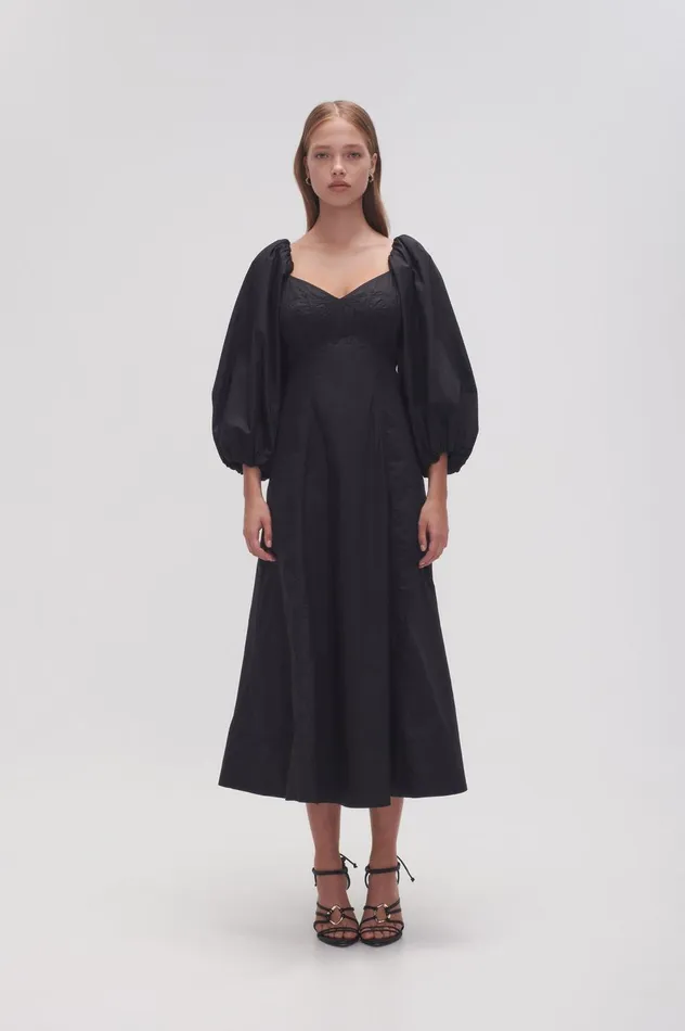 Hester Corsetted Midi Dress Black Women Aje Black Dresses