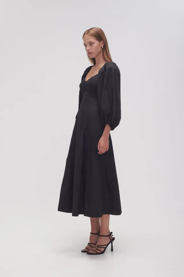 Hester Corsetted Midi Dress Black Women Aje Black Dresses