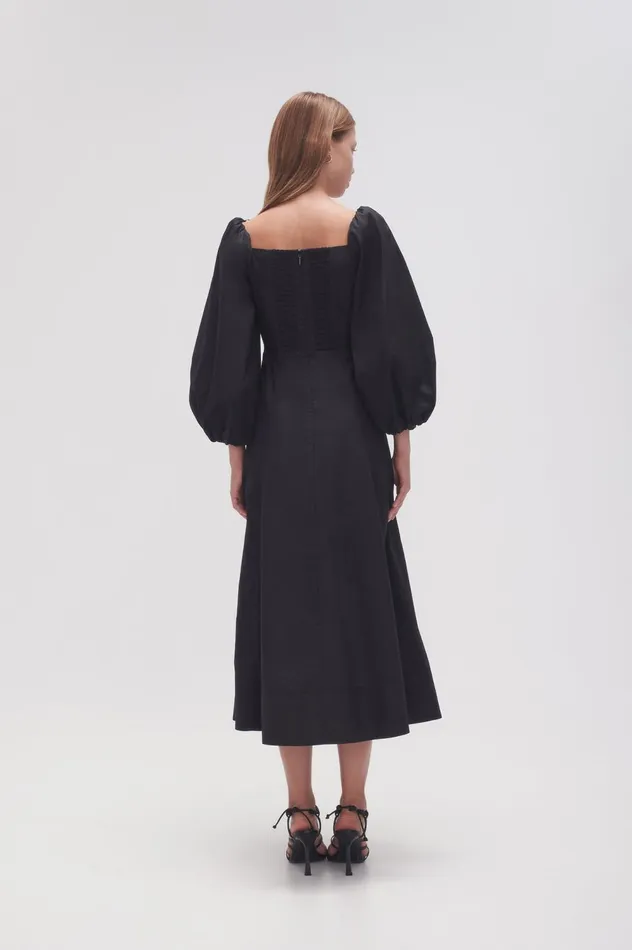 Hester Corsetted Midi Dress Black Women Aje Black Dresses