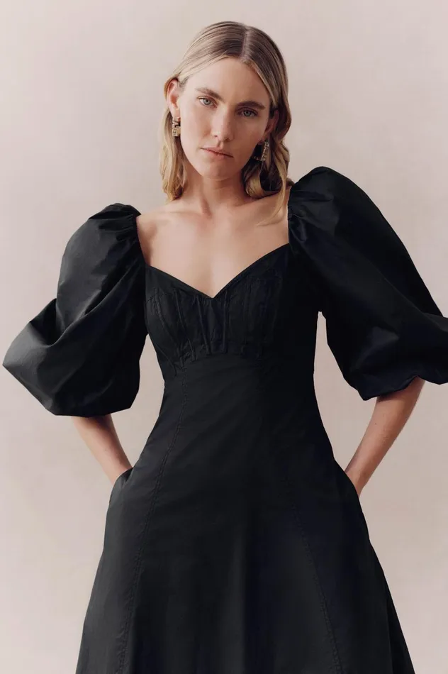 Hester Corsetted Midi Dress Black Women Aje Black Dresses