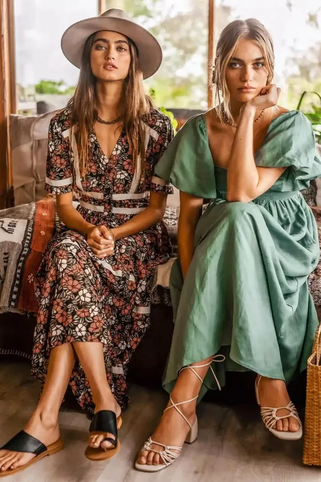 Holly Floral Maxi Dress Black Women Bohme Dresses