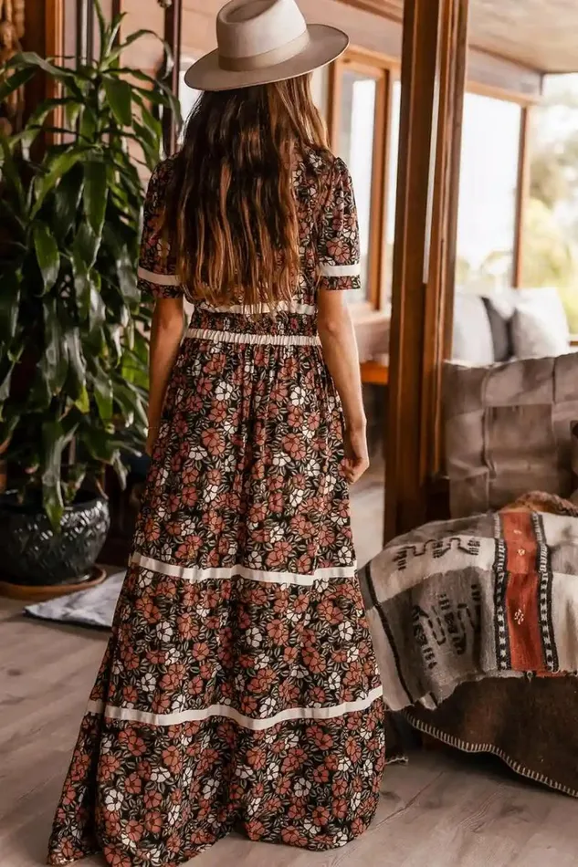 Holly Floral Maxi Dress Black Women Bohme Dresses