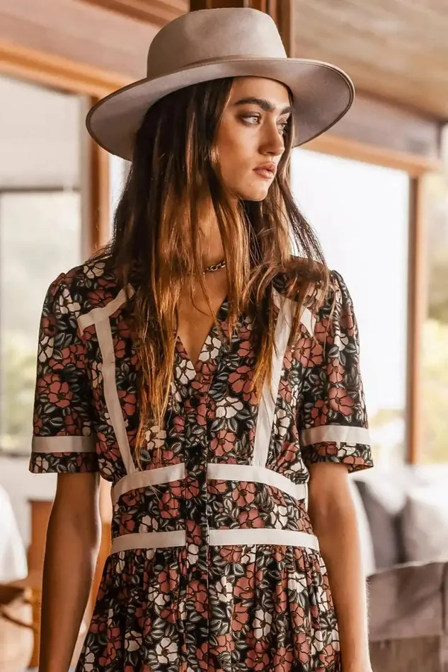 Holly Floral Maxi Dress Black Women Bohme Dresses