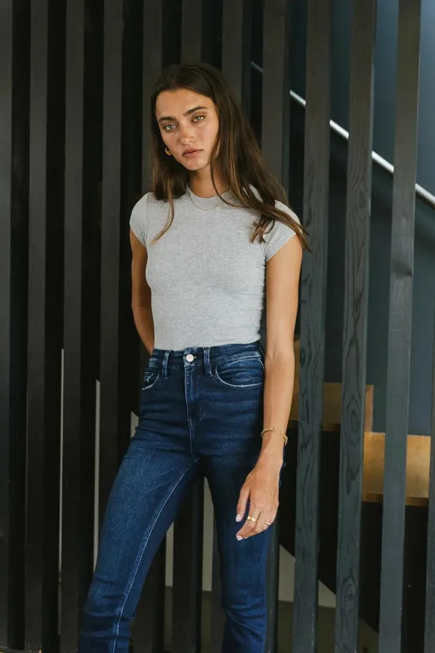 Holly Ribbed Bodysuit In Grey Grey Women Bohme Tops