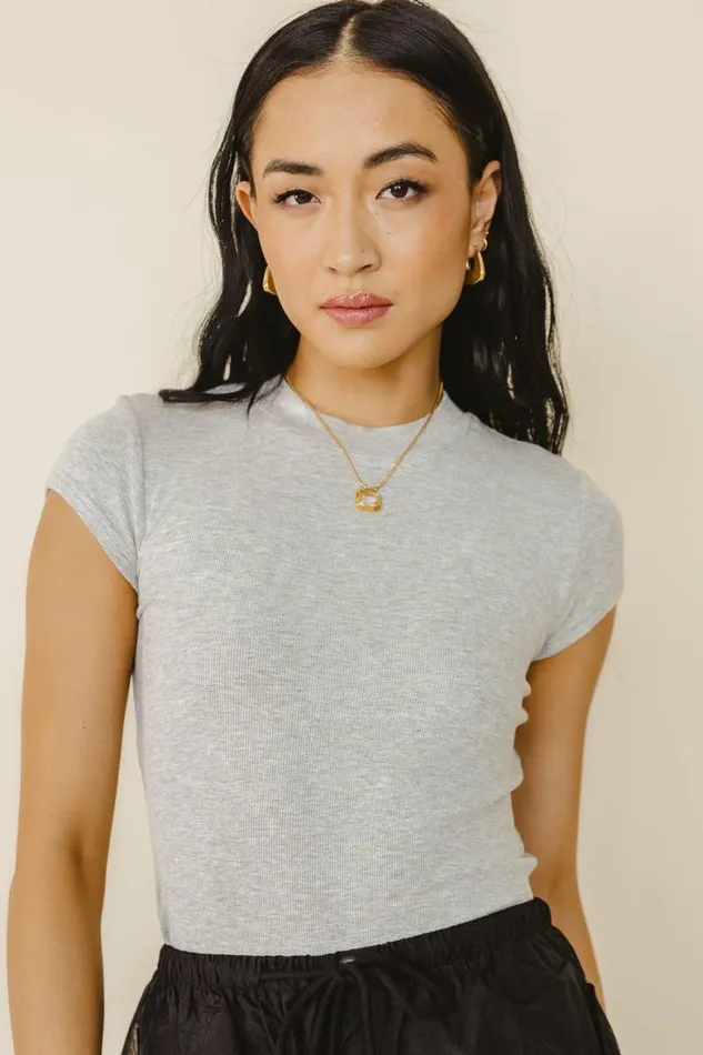 Holly Ribbed Bodysuit In Grey Grey Women Bohme Tops