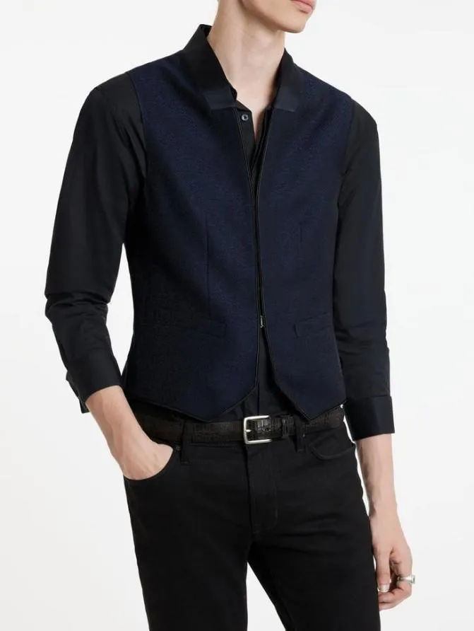 HONE VEST Blue Black Clothing John Varvatos Suiting