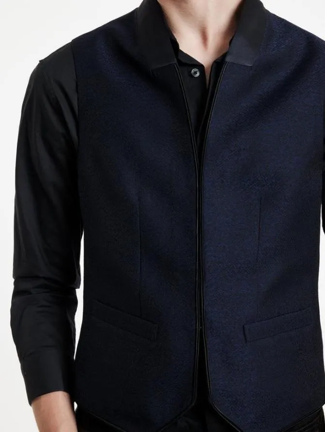 HONE VEST Blue Black Clothing John Varvatos Suiting