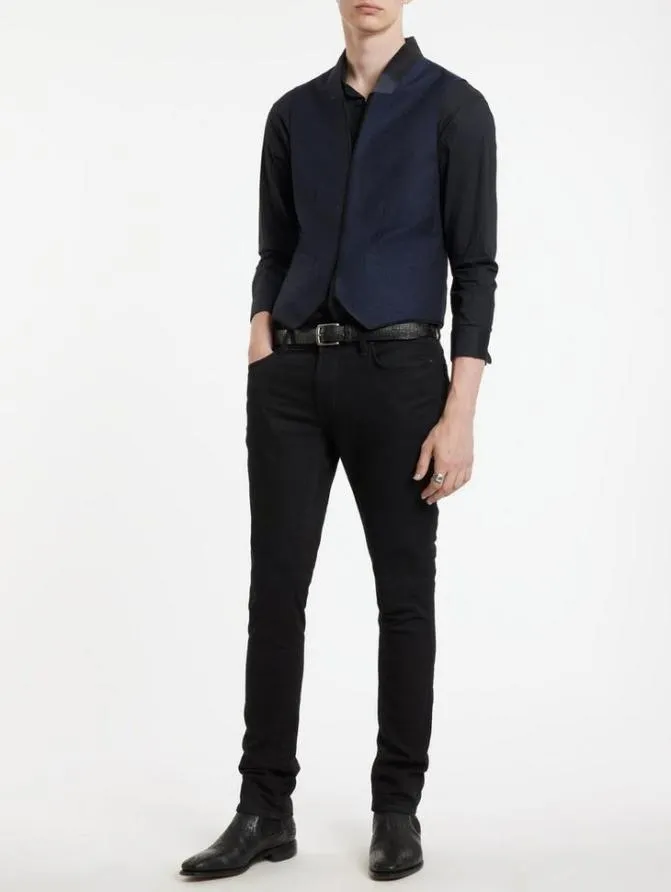 HONE VEST Blue Black Clothing John Varvatos Suiting