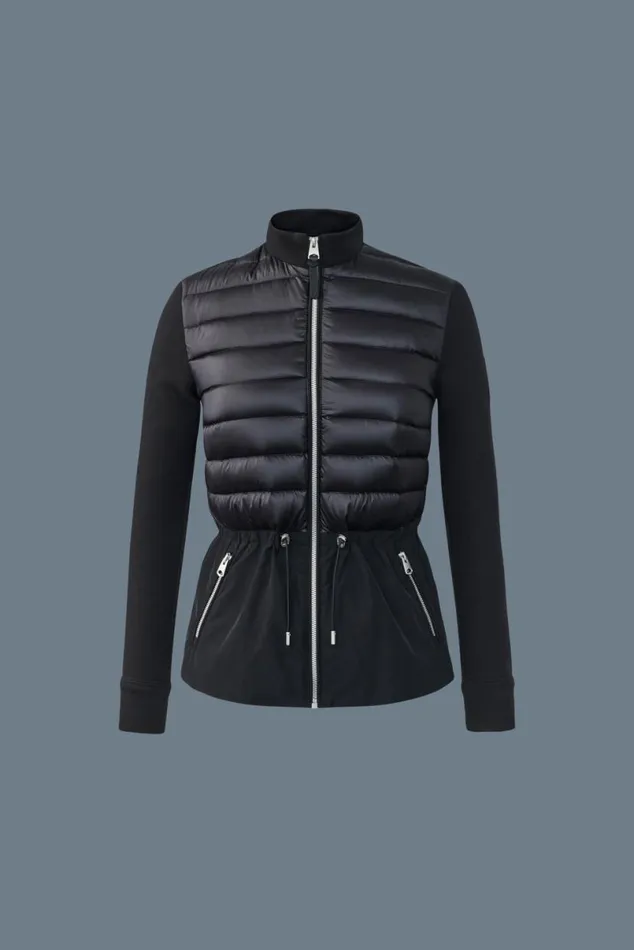 Hoodies and Tops Women Mackage JOYCE Hybrid Jacket With Peplum Black Hoodies and Tops Women Mackage JOYCE Hybrid Jacket With Peplum Black