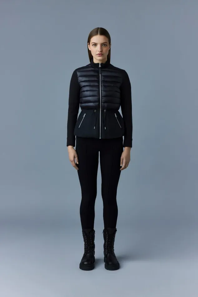 Hoodies and Tops Women Mackage JOYCE Hybrid Jacket With Peplum Black Hoodies and Tops Women Mackage JOYCE Hybrid Jacket With Peplum Black