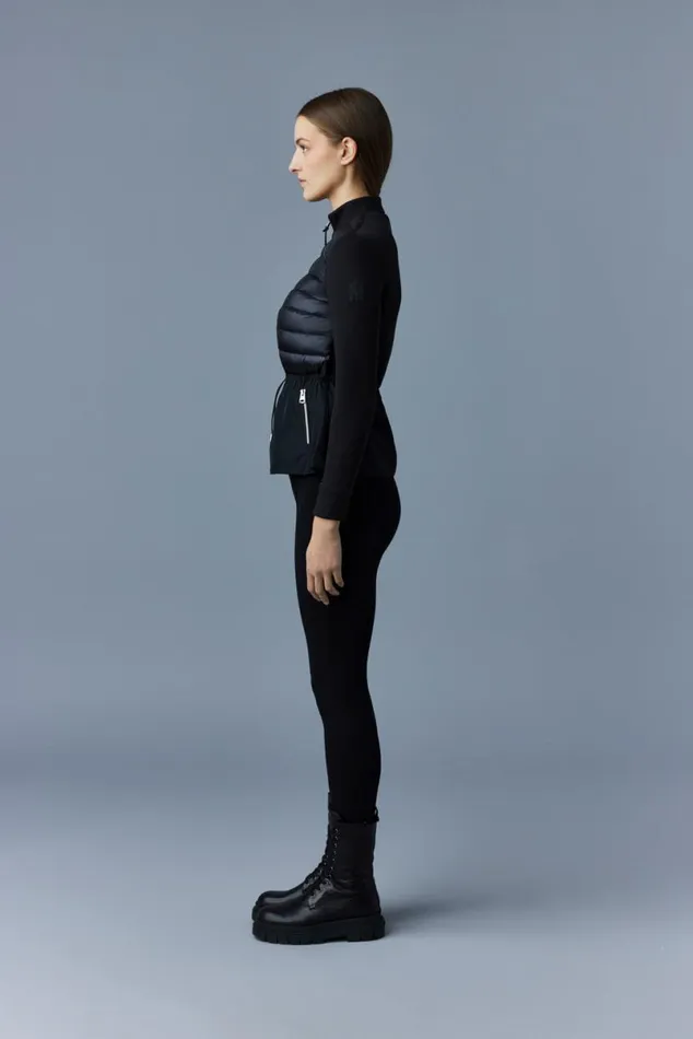 Hoodies and Tops Women Mackage JOYCE Hybrid Jacket With Peplum Black Hoodies and Tops Women Mackage JOYCE Hybrid Jacket With Peplum Black