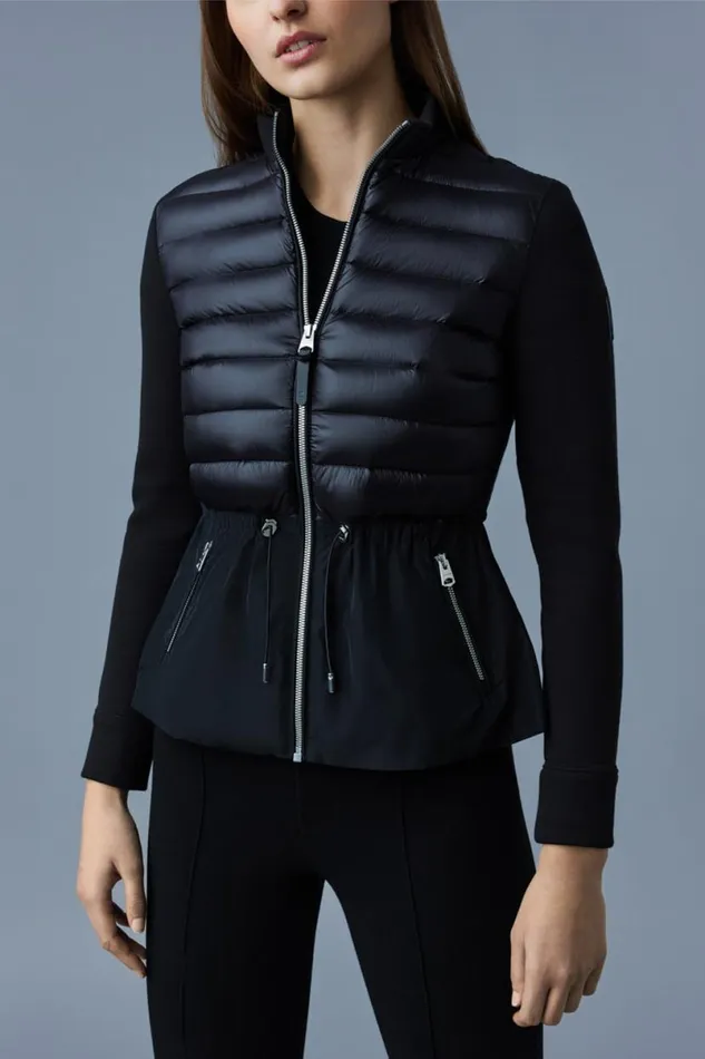 Hoodies and Tops Women Mackage JOYCE Hybrid Jacket With Peplum Black Hoodies and Tops Women Mackage JOYCE Hybrid Jacket With Peplum Black