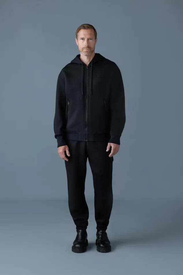 Hoodies and Tops Women Mackage KRYSTOS Doubleface Jersey Zipup Hoodie Black
