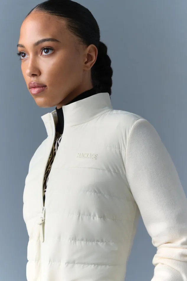 Hoodies and Tops Women Mackage LAIKA Hybrid Down Jacket With Peplum Cream Hoodies and Tops Women Mackage LAIKA Hybrid Down Jacket With Peplum Cream