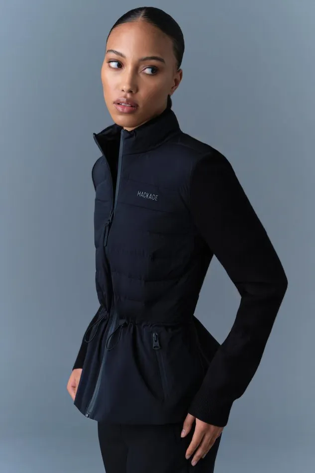 Hoodies and Tops Women Mackage LAIKA Hybrid Down Jacket With Peplum Cream Hoodies and Tops Women Mackage LAIKA Hybrid Down Jacket With Peplum Cream