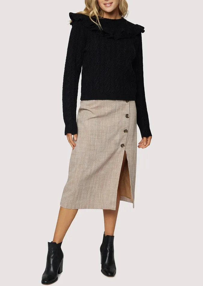 In My Element Midi Skirt Brown Women Lost Wander Skirts
