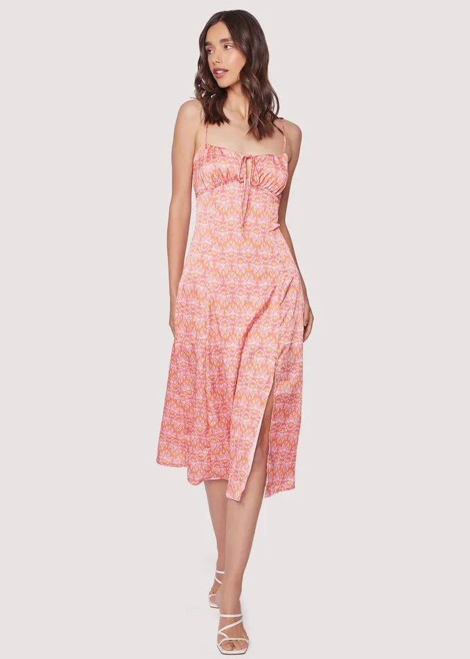 Iridescence Midi Dress Pinkorangefloral Women Lost Wander Dresses