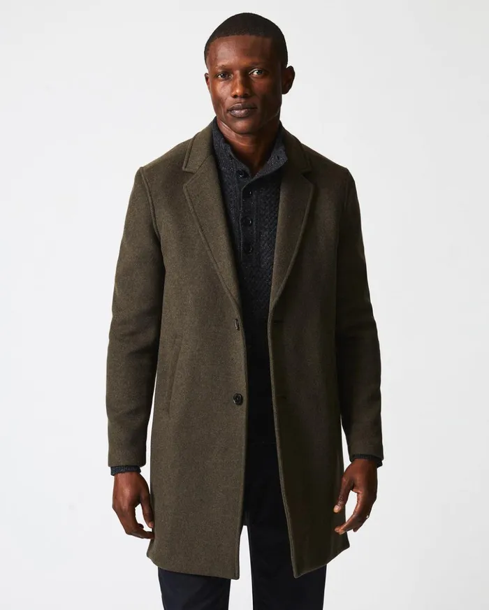 Jackets and Outerwear Men Billy Reid Boiled Wool Jordan Coat Olive