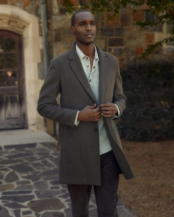 Jackets and Outerwear Men Billy Reid Boiled Wool Jordan Coat Olive