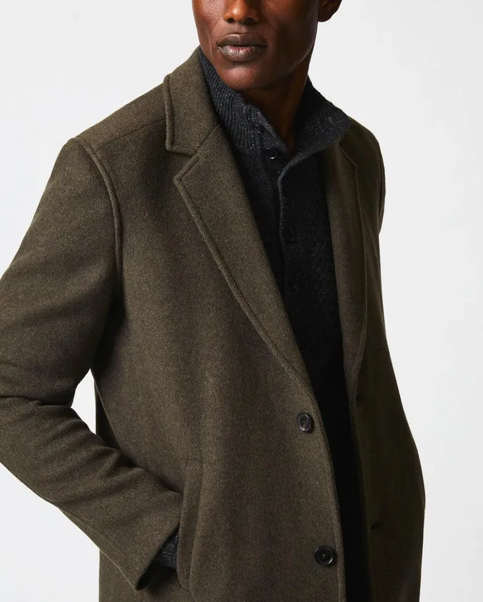Jackets and Outerwear Men Billy Reid Boiled Wool Jordan Coat Olive