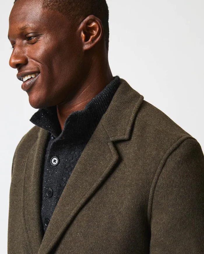 Jackets and Outerwear Men Billy Reid Boiled Wool Jordan Coat Olive