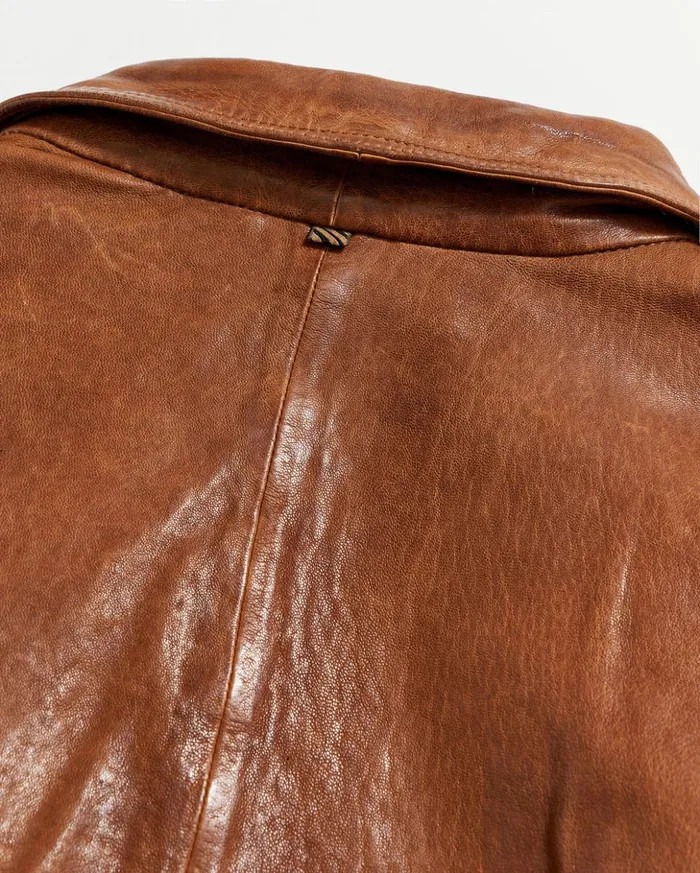 Jackets and Outerwear Men Billy Reid Leather Chore Coat Cognac