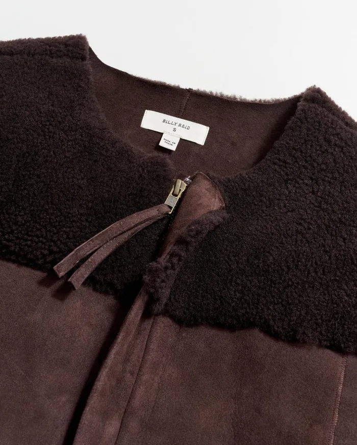 Jackets and Outerwear Women Billy Reid Short Shearling Jacket Coffee Bean
