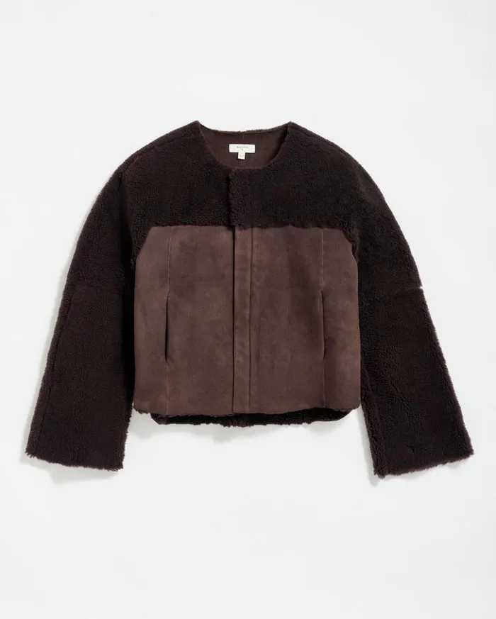 Jackets and Outerwear Women Billy Reid Short Shearling Jacket Coffee Bean