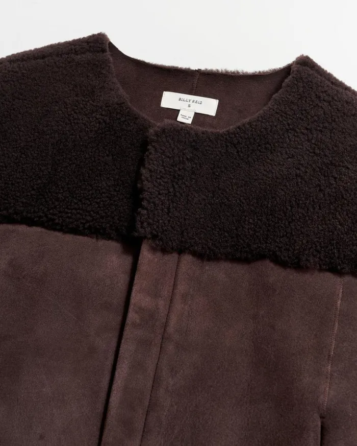 Jackets and Outerwear Women Billy Reid Short Shearling Jacket Coffee Bean