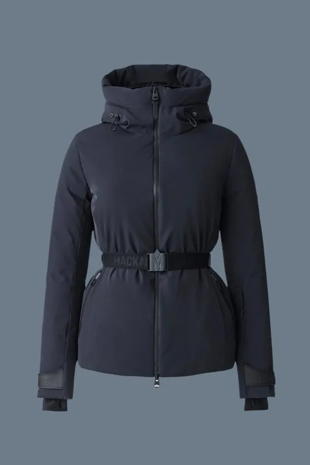 Jackets Women Mackage KRYSTAL Agile360 Belted Down Ski Jacket With Hood Black