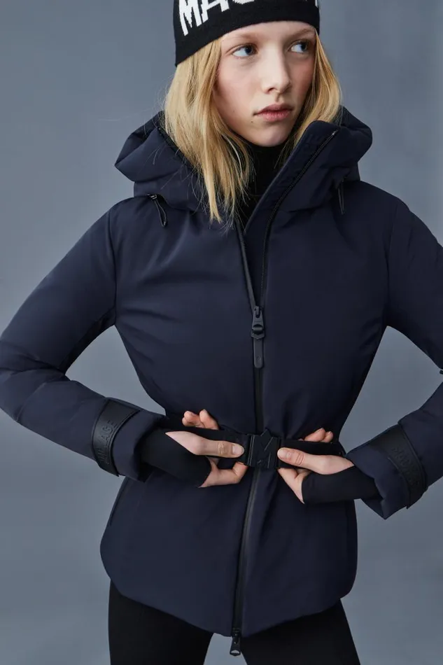 Jackets Women Mackage KRYSTAL Agile360 Belted Down Ski Jacket With Hood Black