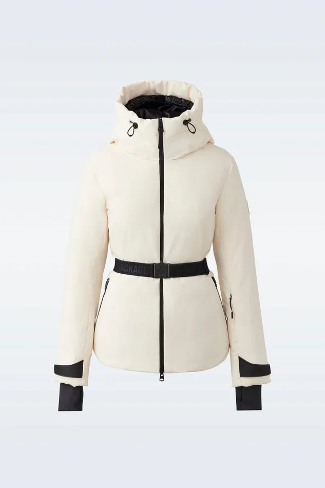 Jackets Women Mackage KRYSTAL Agile360 Belted Down Ski Jacket With Hood Black