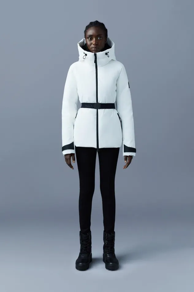 Jackets Women Mackage KRYSTAL Agile360 Belted Down Ski Jacket With Hood Black