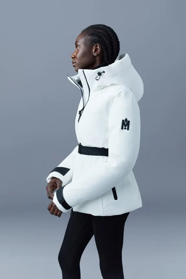 Jackets Women Mackage KRYSTAL Agile360 Belted Down Ski Jacket With Hood Black