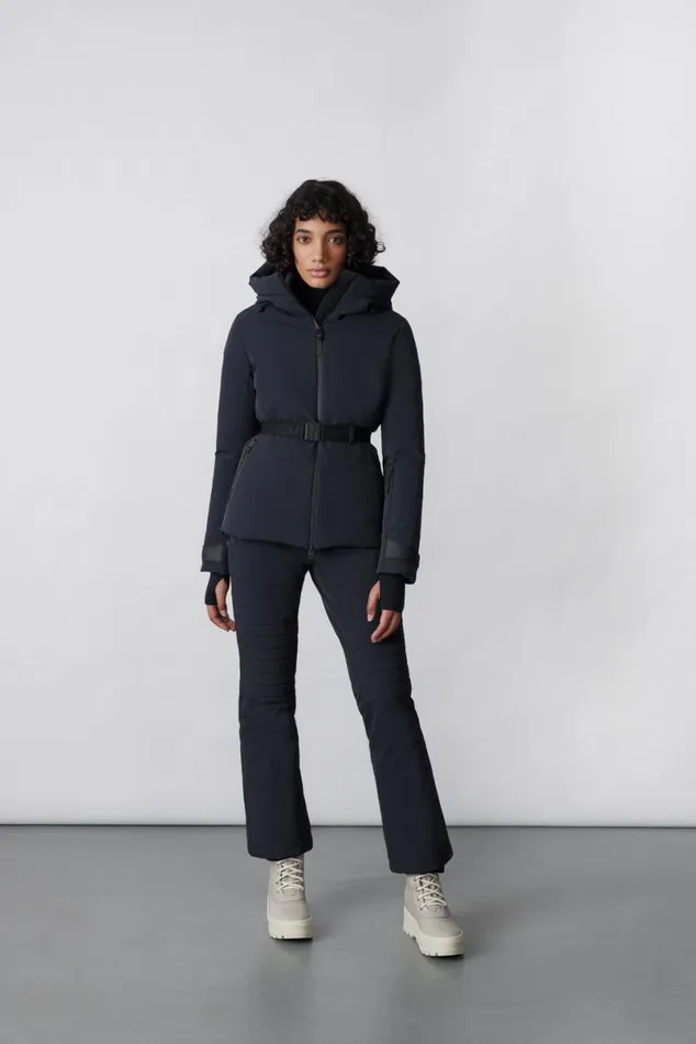 Jackets Women Mackage KRYSTAL Agile360 Belted Down Ski Jacket With Hood Black