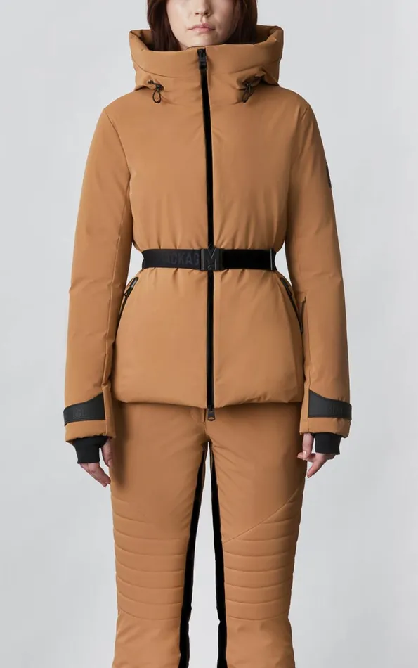 Jackets Women Mackage KRYSTAL Agile360 Belted Down Ski Jacket With Hood Black