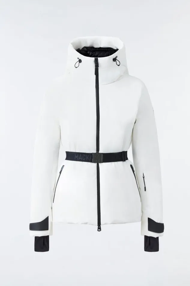 Jackets Women Mackage KRYSTAL Agile360 Belted Down Ski Jacket With Hood Black