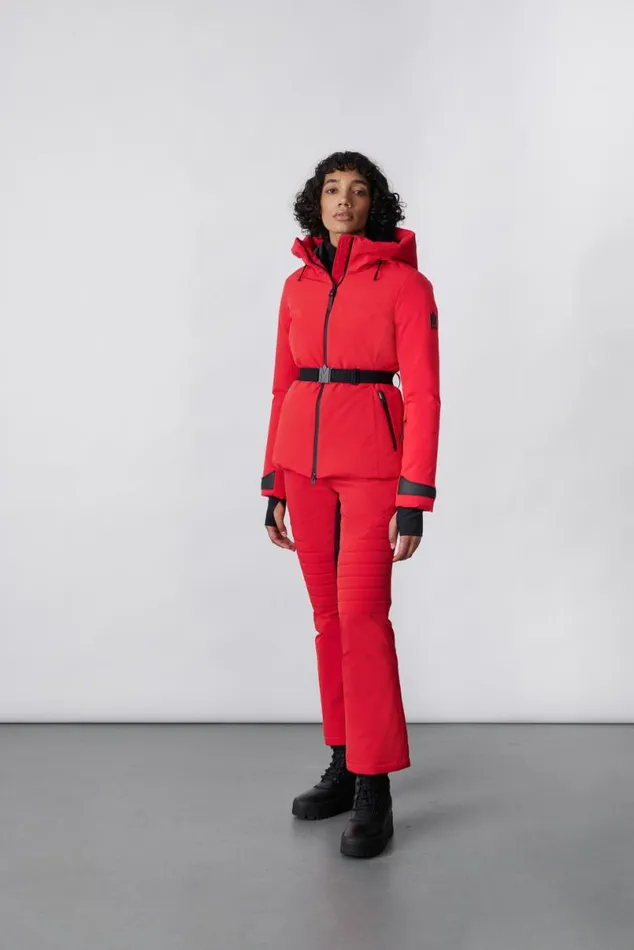 Jackets Women Mackage KRYSTAL Agile360 Belted Down Ski Jacket With Hood Black