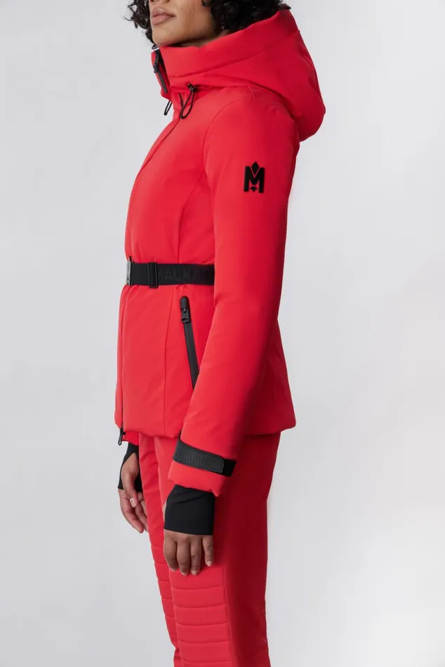 Jackets Women Mackage KRYSTAL Agile360 Belted Down Ski Jacket With Hood Black