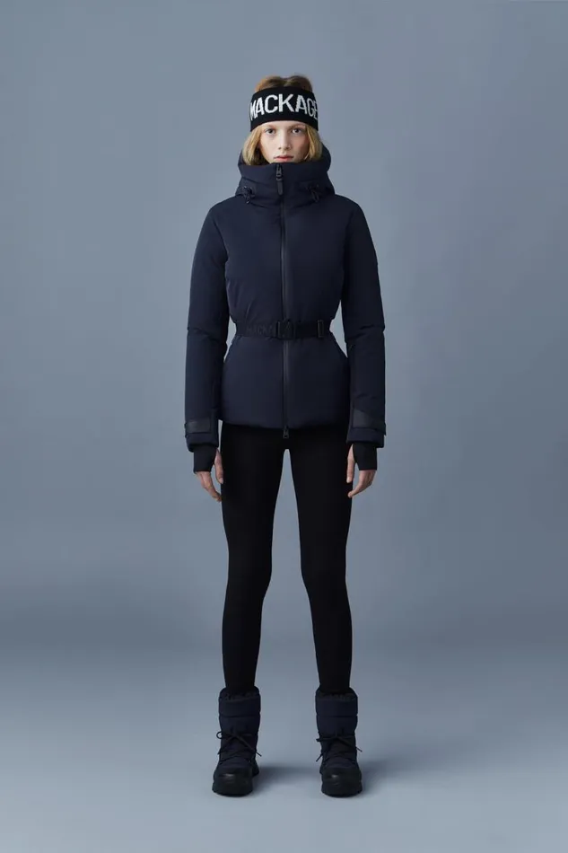 Jackets Women Mackage KRYSTAL Agile360 Belted Down Ski Jacket With Hood Black