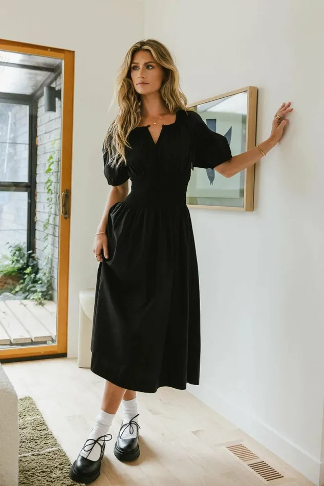 Jaxie Midi Dress In Black Black Women Bohme Dresses