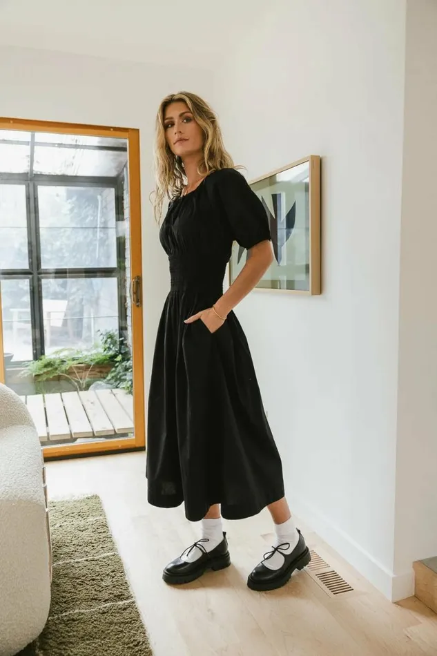 Jaxie Midi Dress In Black Black Women Bohme Dresses