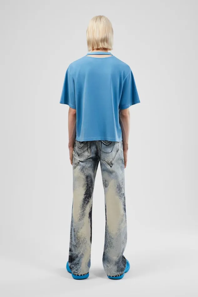 Jersey Men Camper TShirt Blue Organic Cotton TShirt Jersey Men Camper TShirt Blue Organic Cotton TShirt