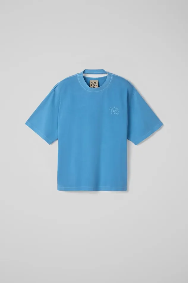 Jersey Men Camper TShirt Blue Organic Cotton TShirt Jersey Men Camper TShirt Blue Organic Cotton TShirt