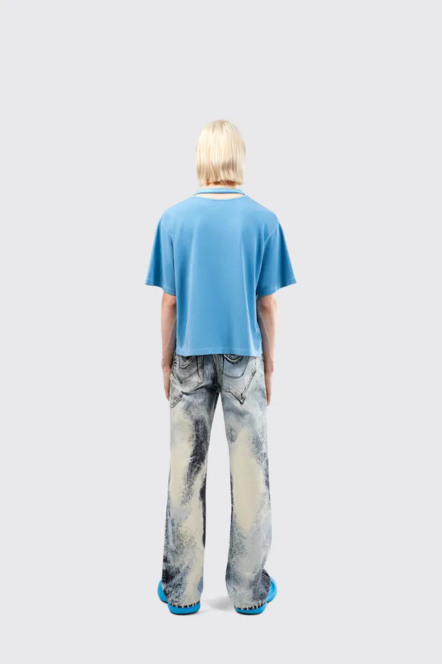 Jersey Men Camper TShirt Blue Organic Cotton TShirt Jersey Men Camper TShirt Blue Organic Cotton TShirt