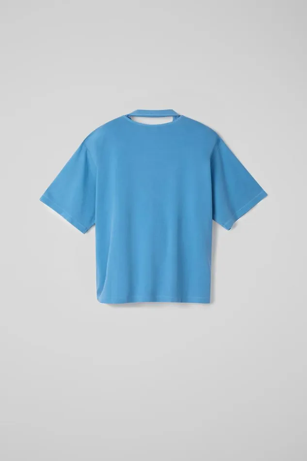 Jersey Women Camper TShirt Blue Organic Cotton TShirt Jersey Women Camper TShirt Blue Organic Cotton TShirt