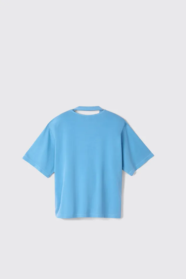 Jersey Women Camper TShirt Blue Organic Cotton TShirt Jersey Women Camper TShirt Blue Organic Cotton TShirt