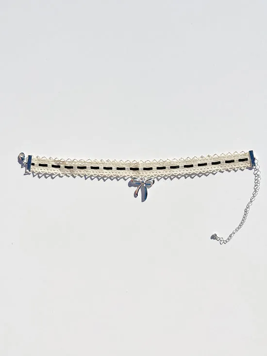 Jewelry Women Lace Bow Choker Black Silver Lisa Says Gah